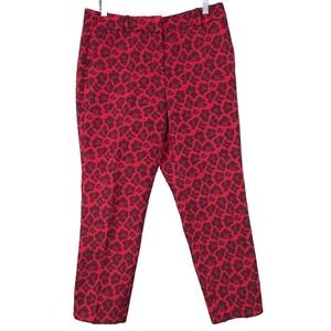 Talbots Hampshire Pants Women Sz 6P Ankle Curvy Boyfriend Red Animal Print Boho